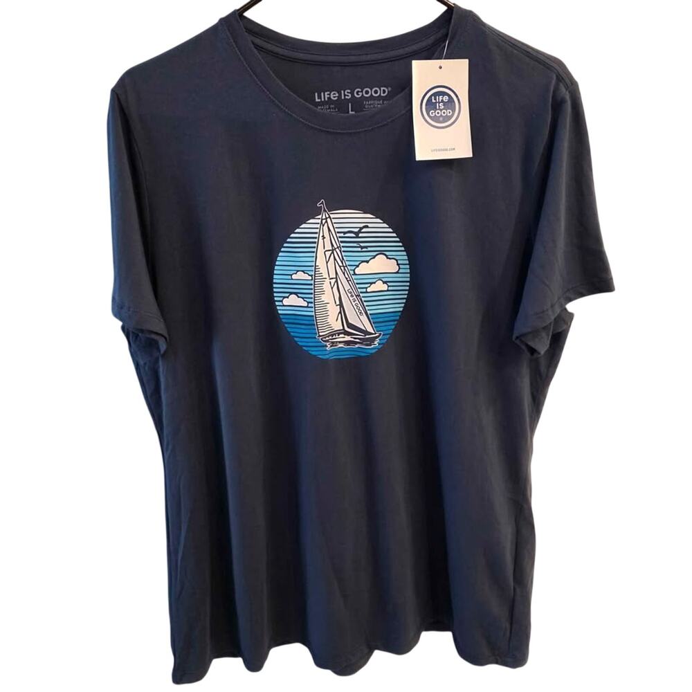 NWT 100% Cotton Life is Good Men's Navy Blue T-shirt - Size L